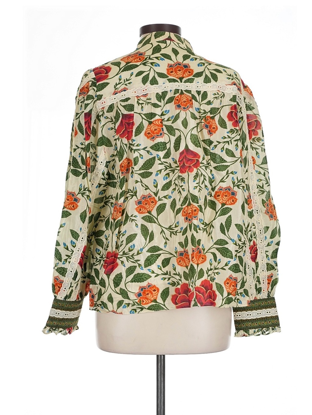 Farm Rio Garden Tapestry Sand Boho Floral Blouse Large NWT - Picture 5 of 7